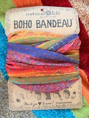 NATURAL LIFE Boho Bandeau Headwrap - orange, red, blue, green